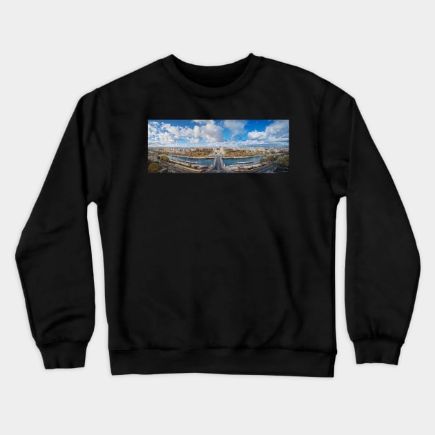 Panoramic Paris along Seine river Crewneck Sweatshirt by psychoshadow